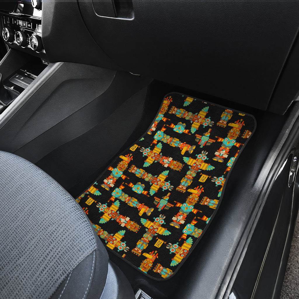 Totem Pole Cartoon Print Car Floor Mats Front Back