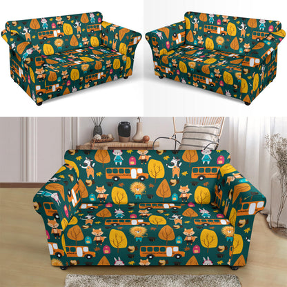 School Bus Print Design LKS309 Loveseat Couch Slipcover