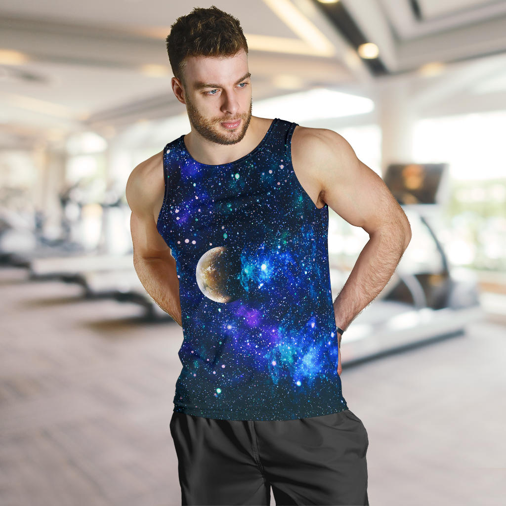 Galaxy Stardust Planet Space Print Men Tank Top