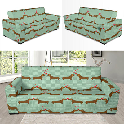 Dachshund Pattern Print Design 02 Sofa Slipcover