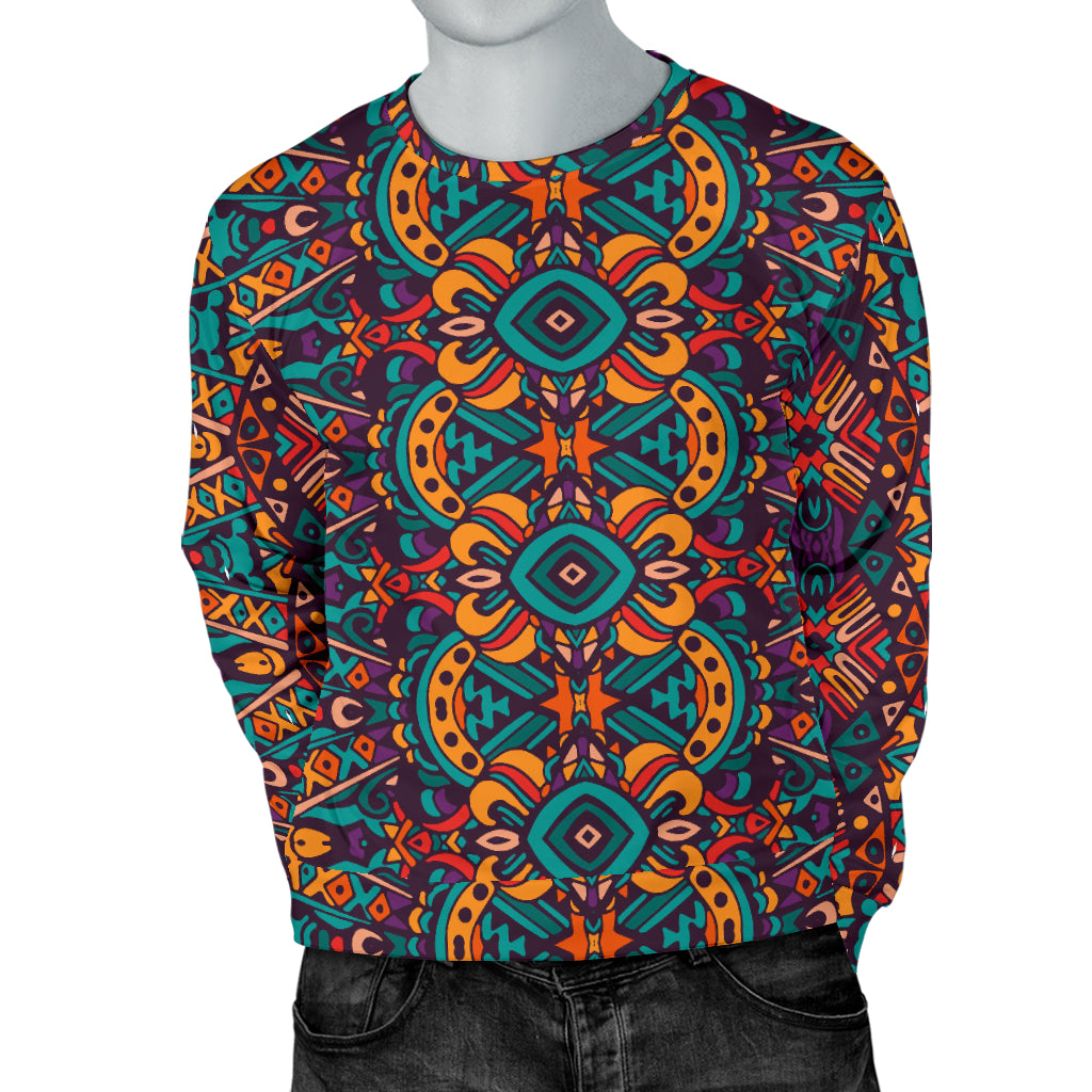 Ethnic Style Print Pattern Men Long Sleeve Sweatshirt