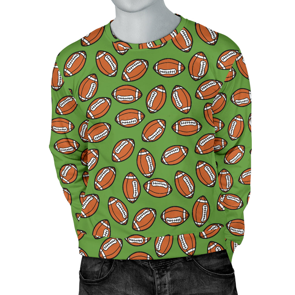 American Football on Green Design Men Long Sleeve Sweatshirt