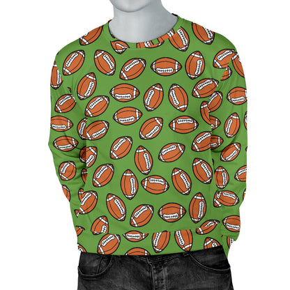 American Football on Green Design Men Long Sleeve Sweatshirt