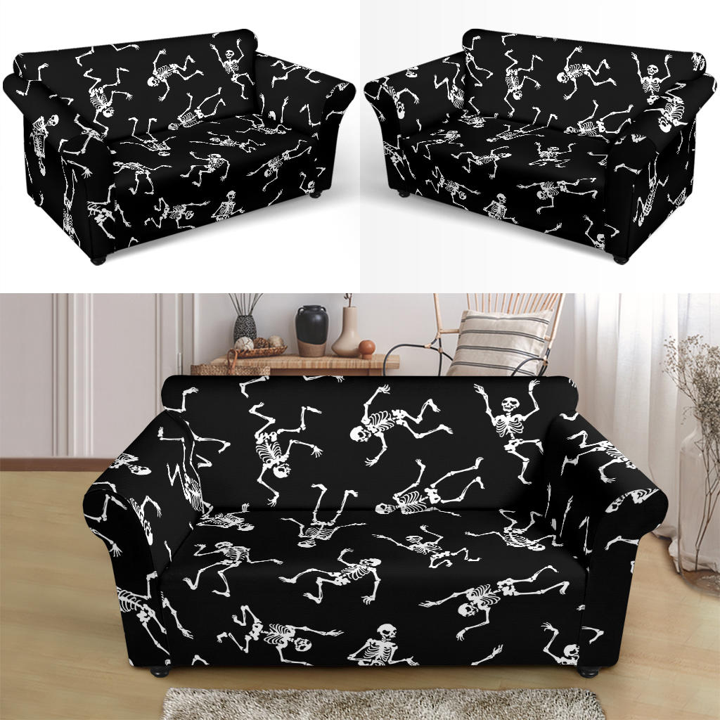 Skeleton Print Design LKS305 Loveseat Couch Slipcover
