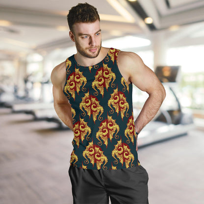 Dragons Gold Design Pattern Men Tank Top