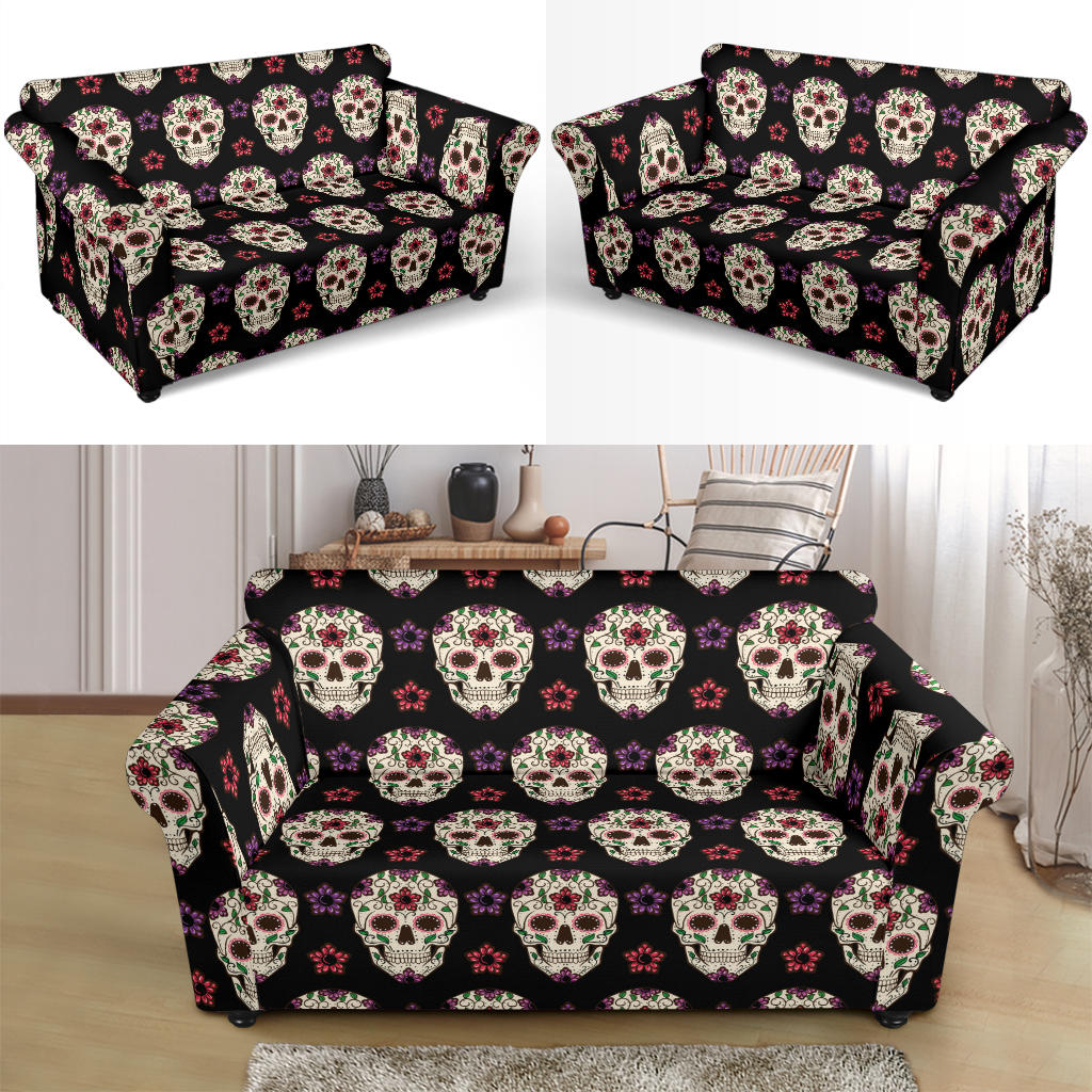 Sugar Skull Print Design LKS304 Loveseat Couch Slipcover
