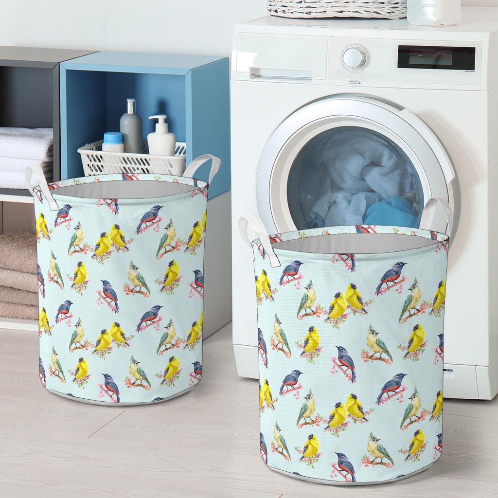 Bird Sweet Themed Print Pattern Laundry Basket
