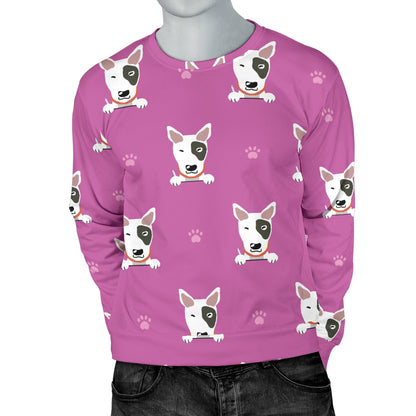 Bull Terrier Happy Print Pattern Men Long Sleeve Sweatshirt