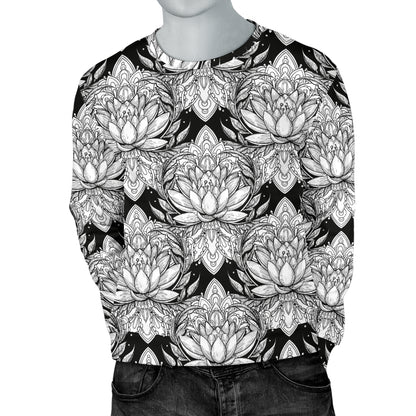 Lotus Mandala Print Pattern Men Long Sleeve Sweatshirt