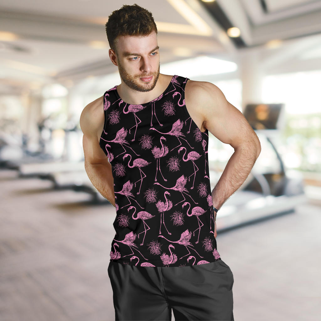 Flamingo Pink Print Pattern Men Tank Top