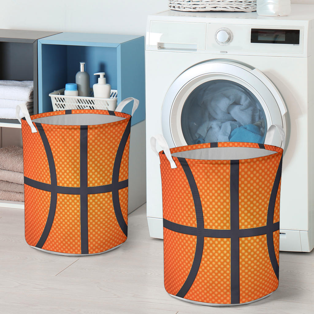 Basketball Texture Print Pattern Laundry Basket
