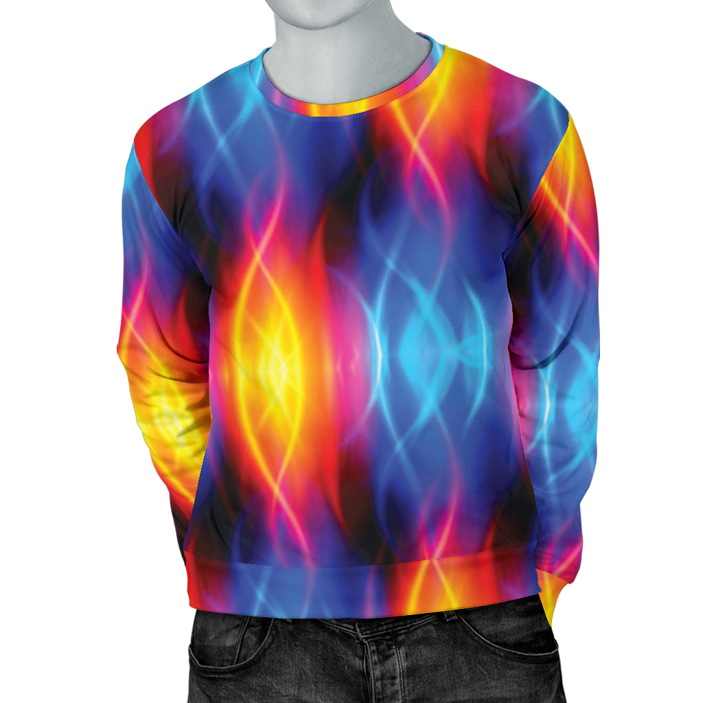Flame Fire Blue Design Print Men Long Sleeve Sweatshirt