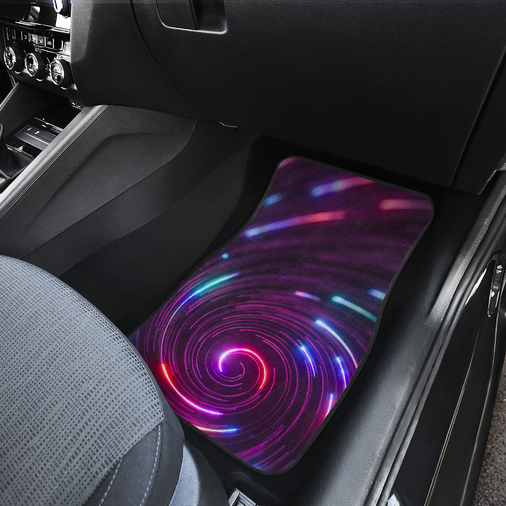 Vortex Twist Swirl Purple Neon Print Car Floor Mats Front Back
