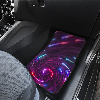 Vortex Twist Swirl Purple Neon Print Car Floor Mats Front Back