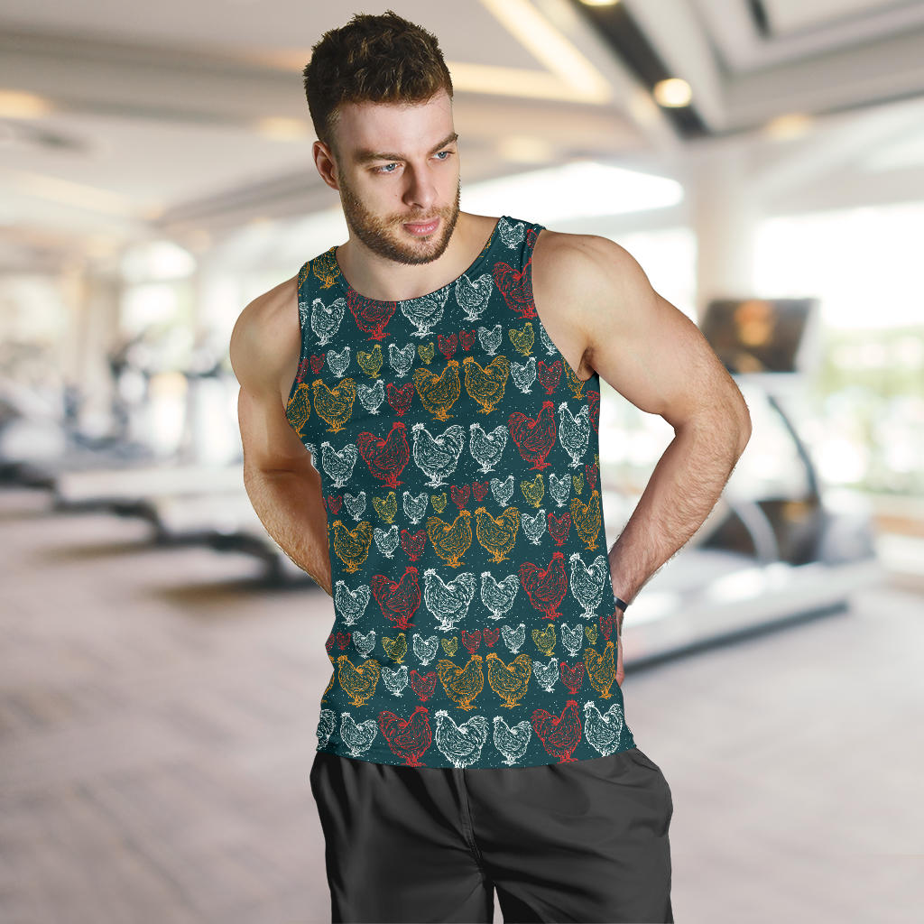 Rooster Hand Draw Design Men Tank Top