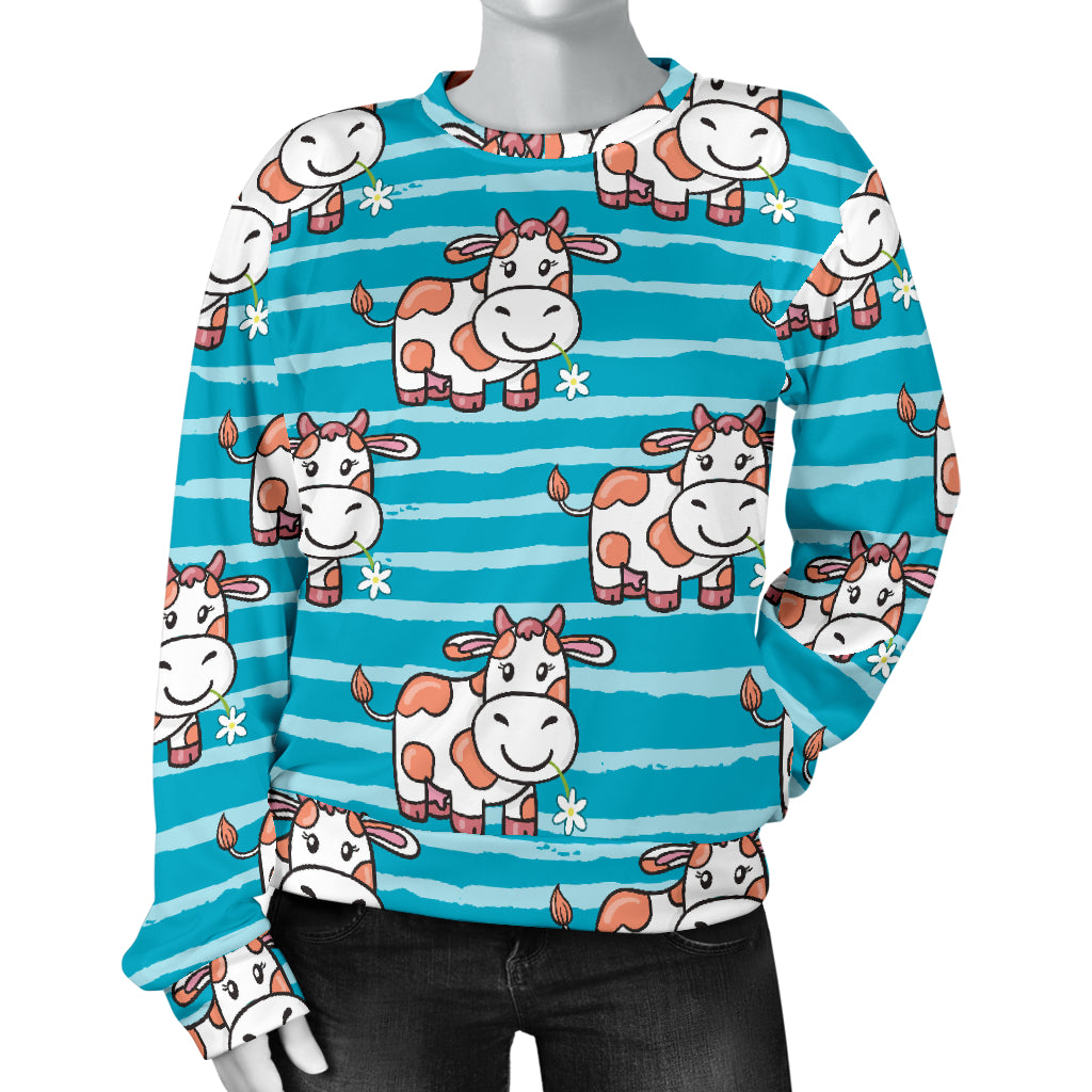 Cow Cute Print Pattern Women Long Sleeve Sweatshirt