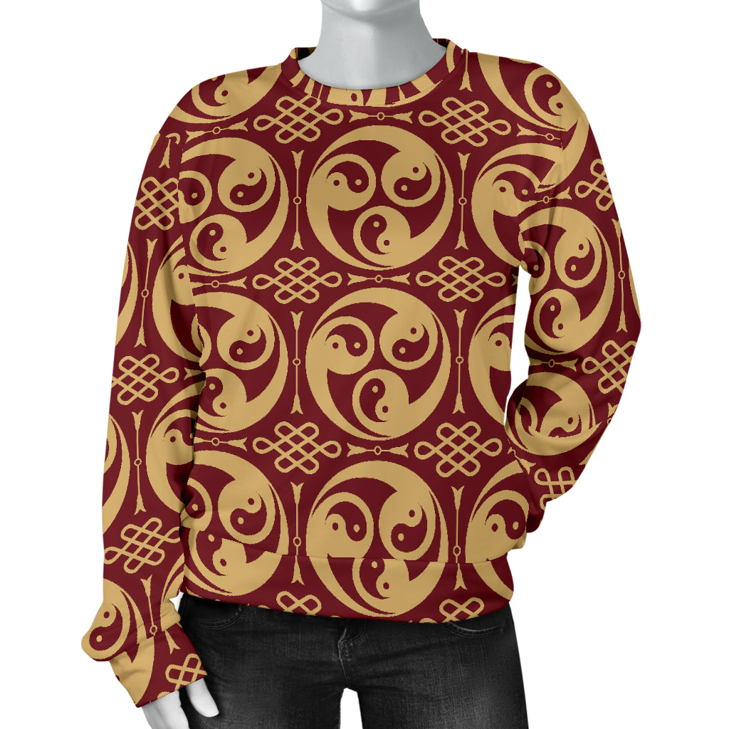 Yin Yang Style Pattern Design Print Women Long Sleeve Sweatshirt