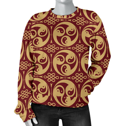 Yin Yang Style Pattern Design Print Women Long Sleeve Sweatshirt