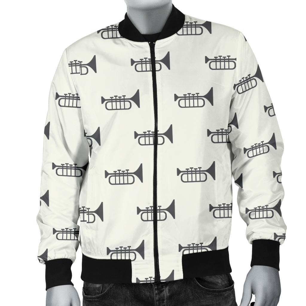 Trumpet Pattern Themed Print Men Bomber Jacket