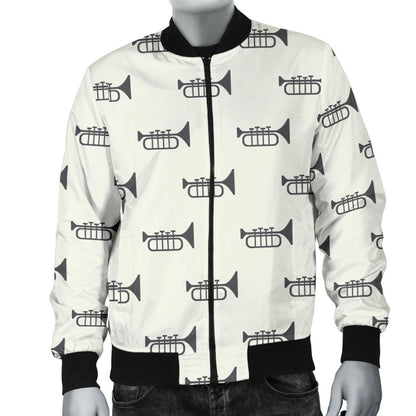 Trumpet Pattern Themed Print Men Bomber Jacket