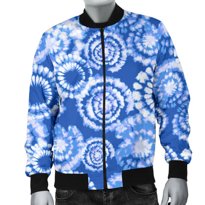 Tie Dye Blue Design Print Men Bomber Jacket
