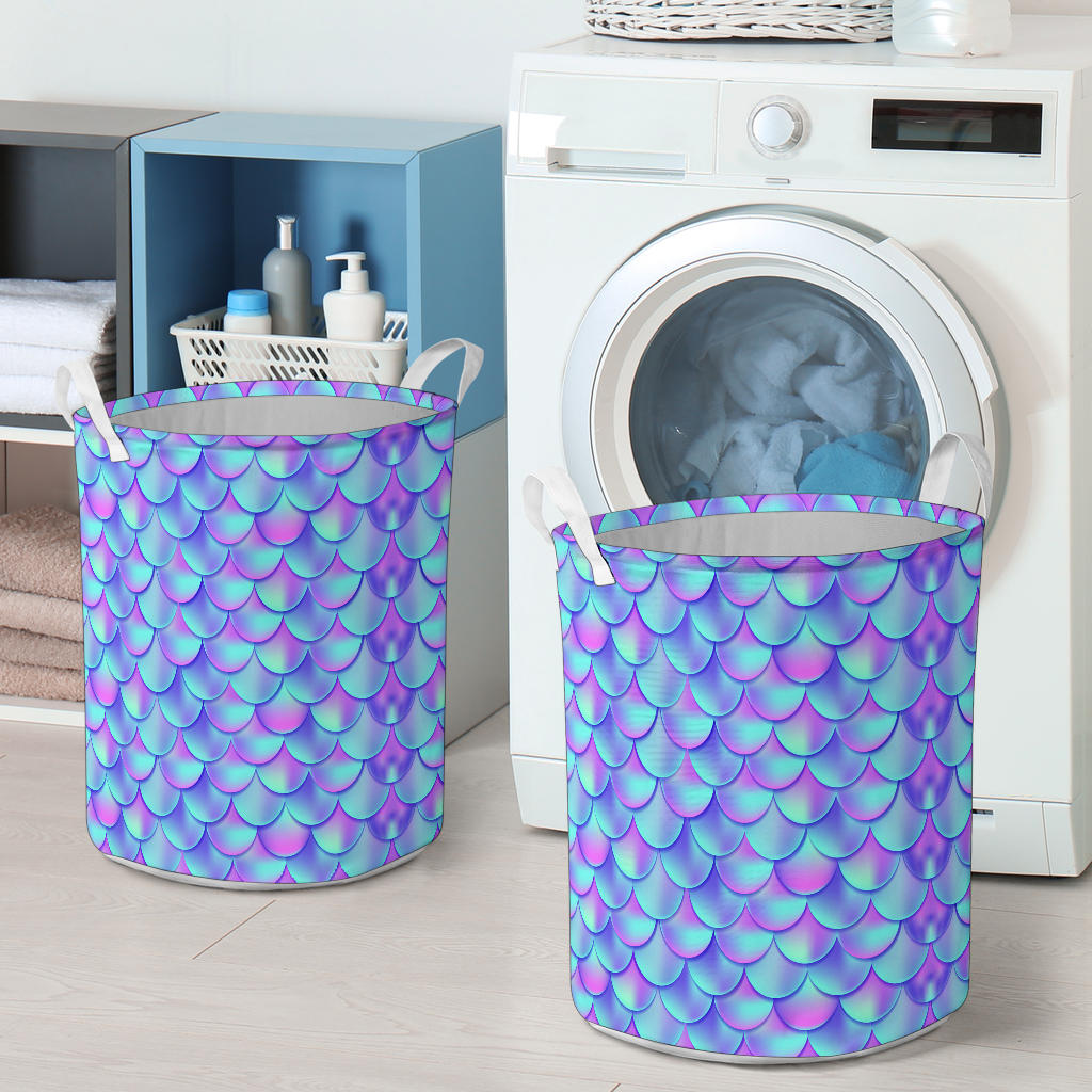 Mermaid Tail Design Print Pattern Laundry Basket