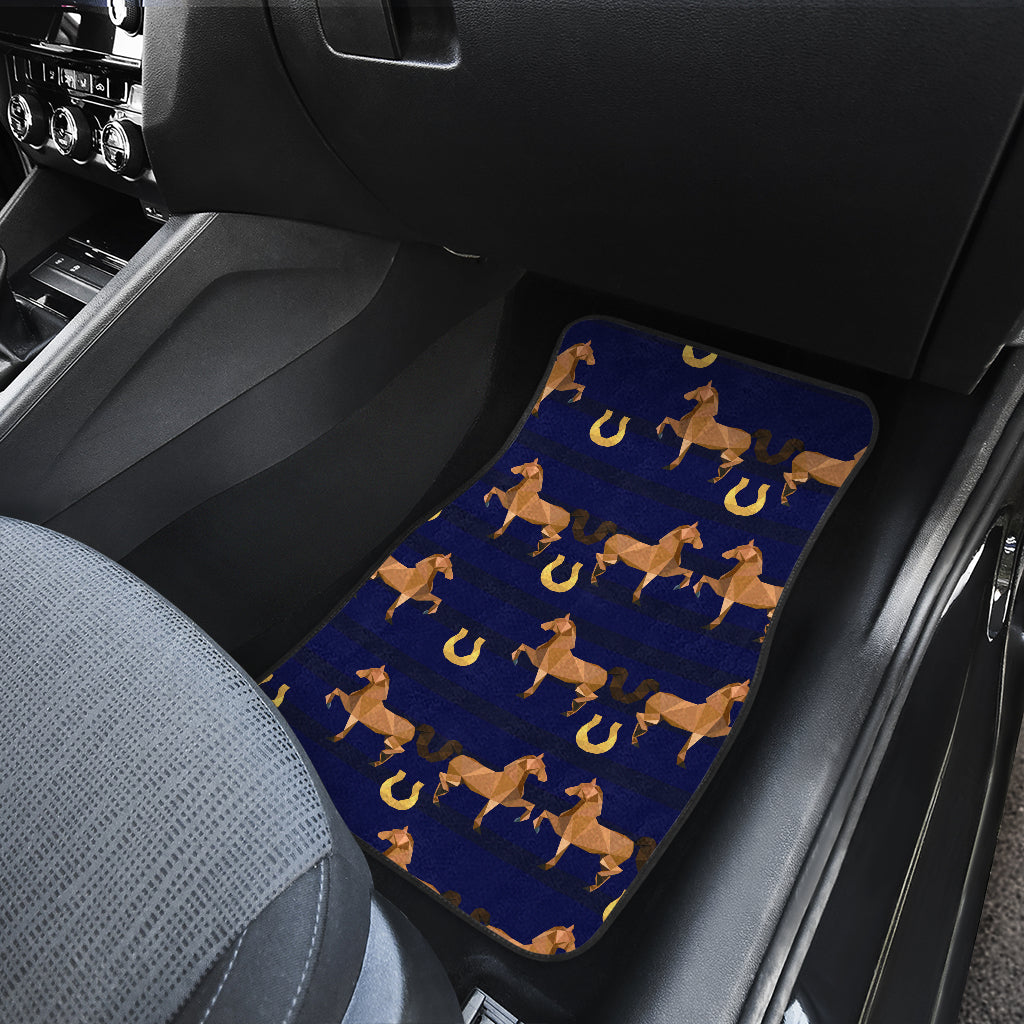 Horse Luxury Themed Pattern Print Car Floor Mats Front Back
