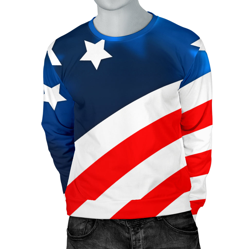 American flag Style Men Long Sleeve Sweatshirt