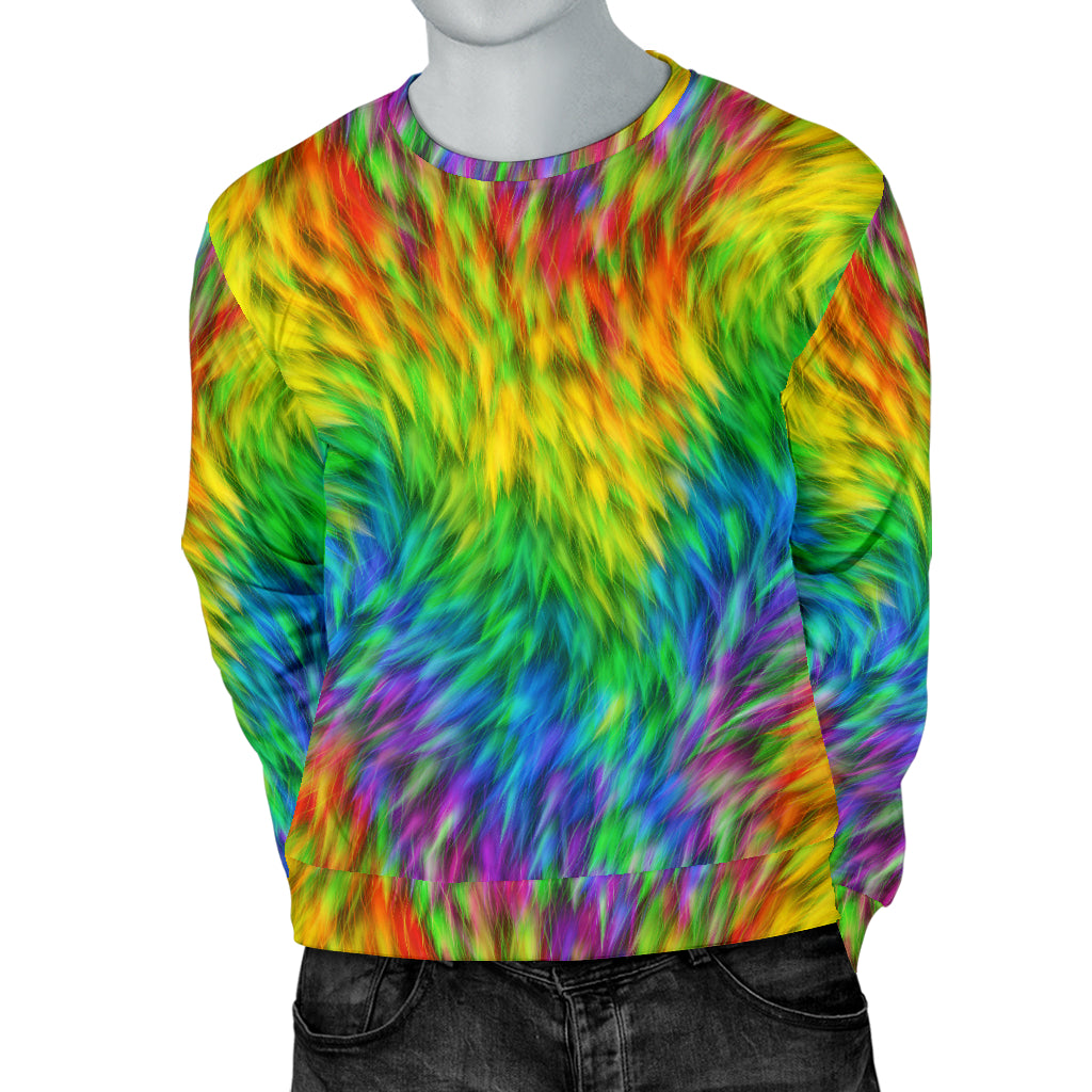 Rainbow Fur Design Print Men Long Sleeve Sweatshirt