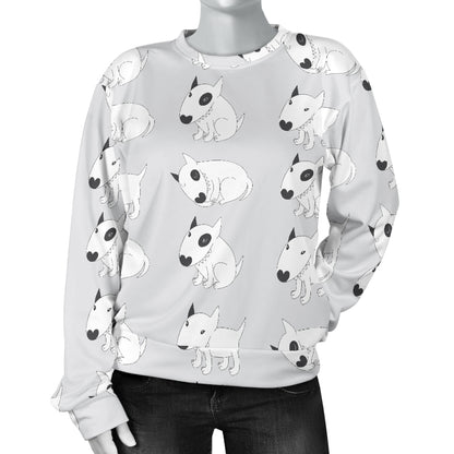 Bull Terrier hand draw Print Pattern Women Long Sleeve Sweatshirt