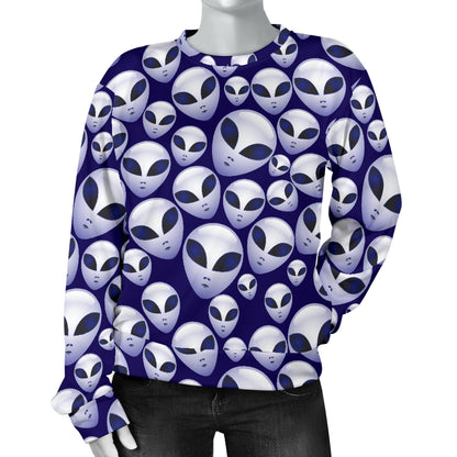 Alien Head Extraterrestrial Women Long Sleeve Sweatshirt