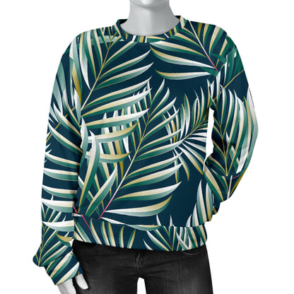 Sun Spot Tropical Palm Leaves hower Curtain Women Long Sleeve Sweatshirt