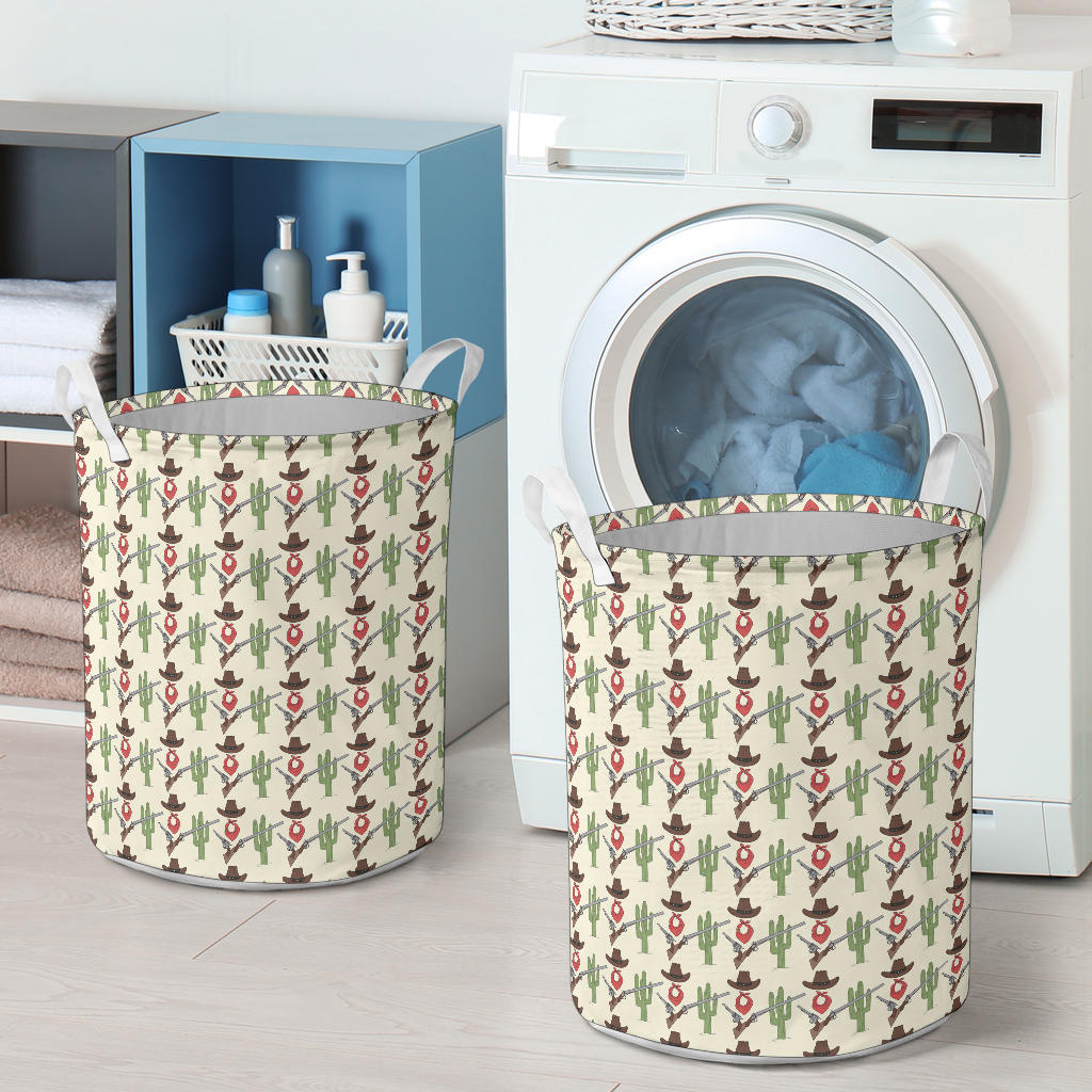 Western Cowboy Print Laundry Basket