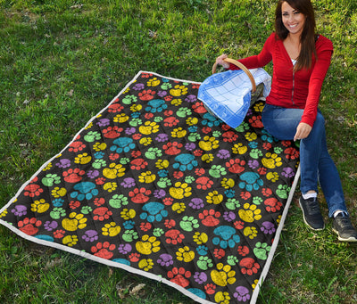 Paw Colorful Print Quilt Bedspread