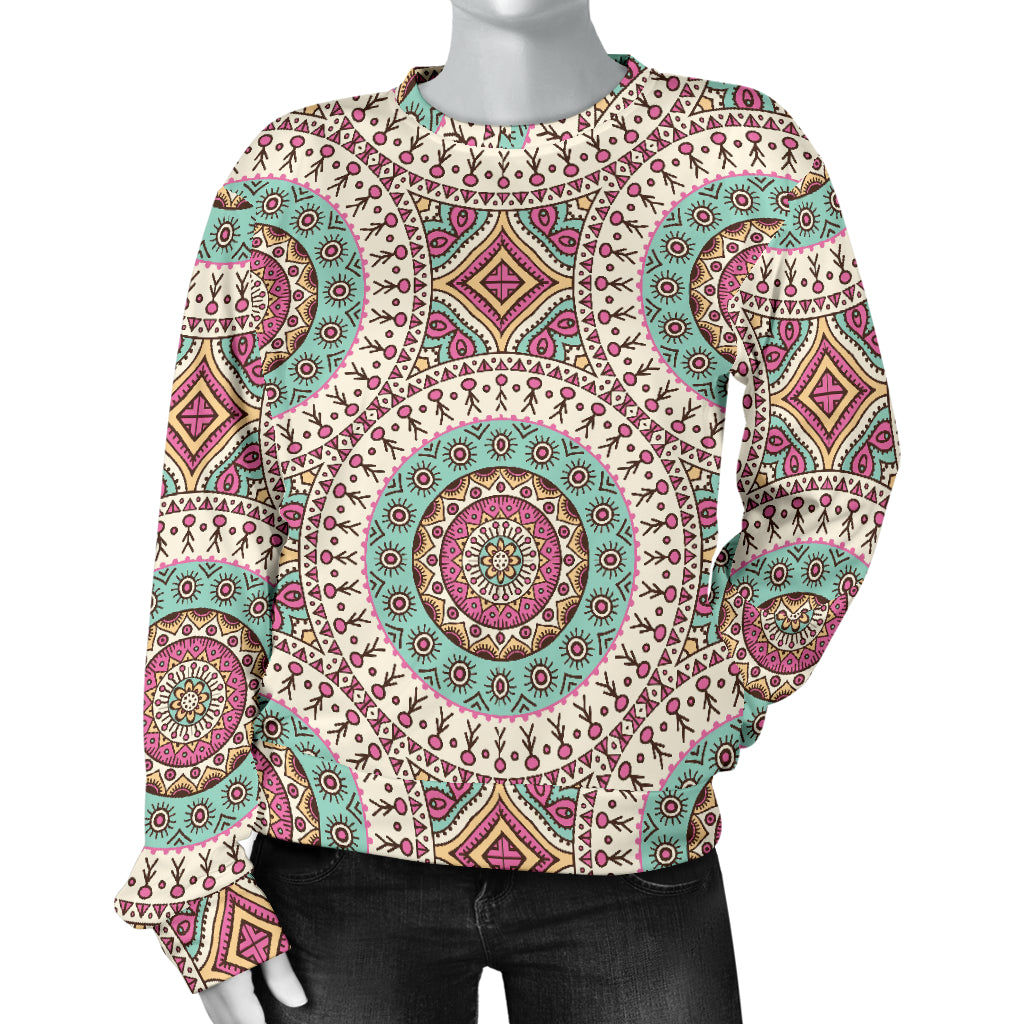 Bohemian Round Style Print Women Long Sleeve Sweatshirt