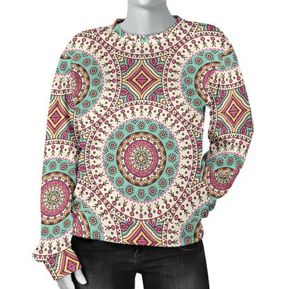 Bohemian Round Style Print Women Long Sleeve Sweatshirt
