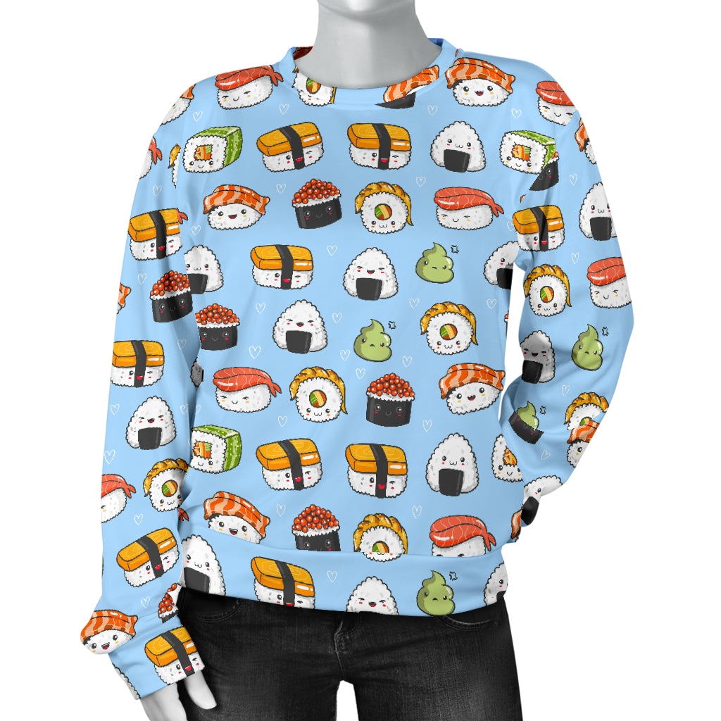 Sushi Cartoon Design Women Long Sleeve Sweatshirt