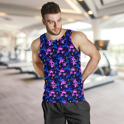 Palm Tree Night Scene Design Print Men Tank Top