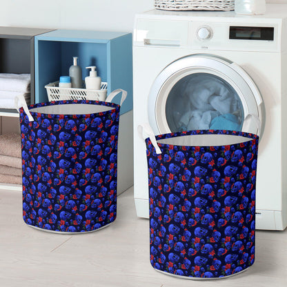 Skull Roses Neon Design Themed Print Laundry Basket