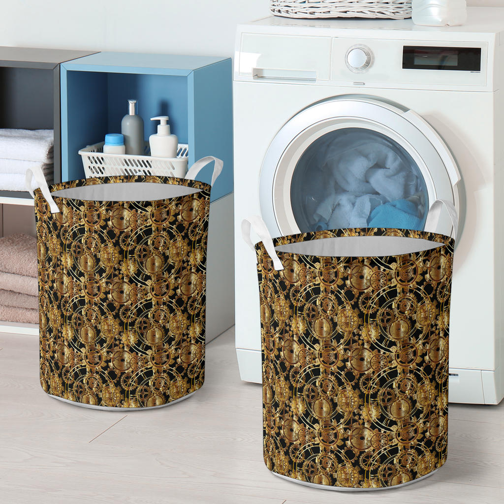 Steampunk Gear Design Themed Print Laundry Basket