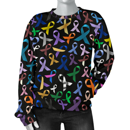 Breast Cancer Awareness Colorful Print Women Long Sleeve Sweatshirt