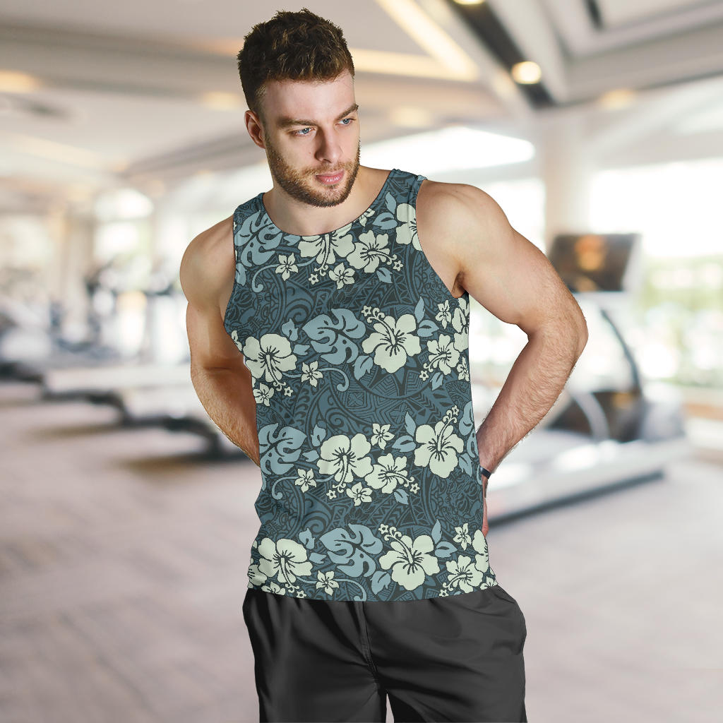 Flower Hawaiian Hibiscus Style Print Pattern Men Tank Top