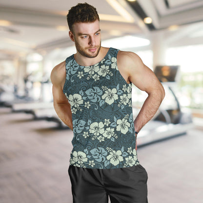 Flower Hawaiian Hibiscus Style Print Pattern Men Tank Top