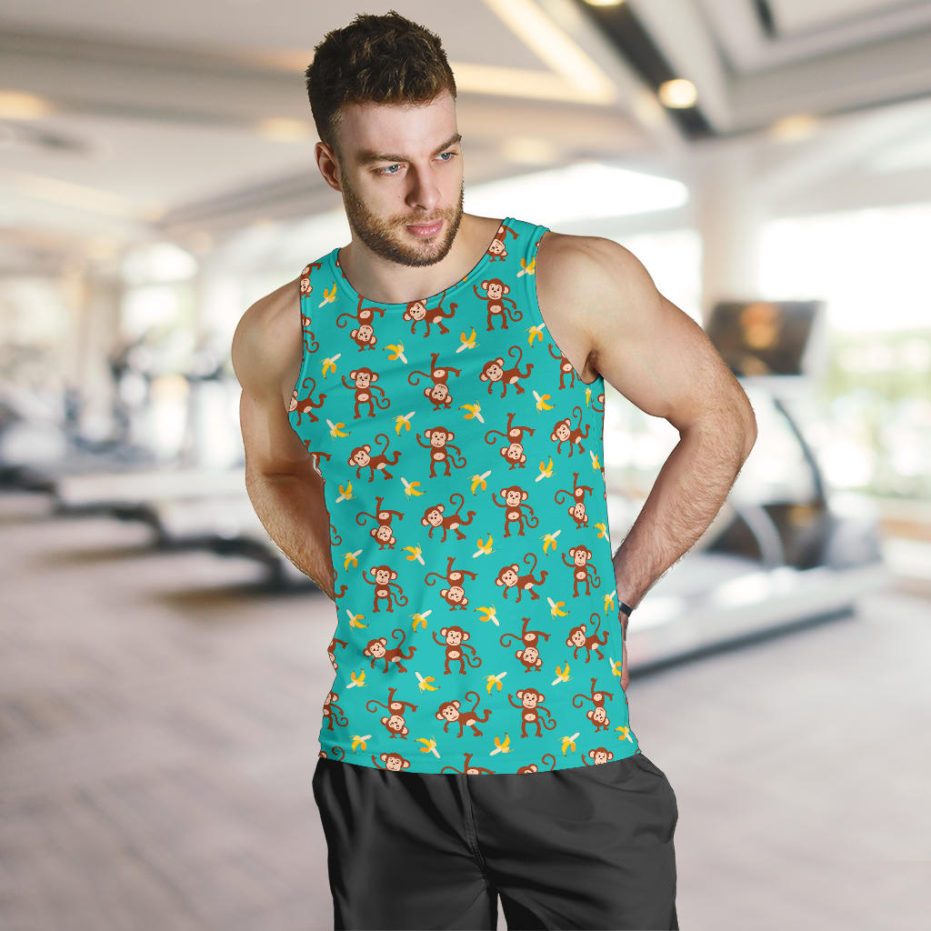 Monkey Banana Design Themed Print Men Tank Top