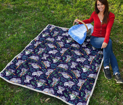 Koala Themed Design Print Quilt Bedspread