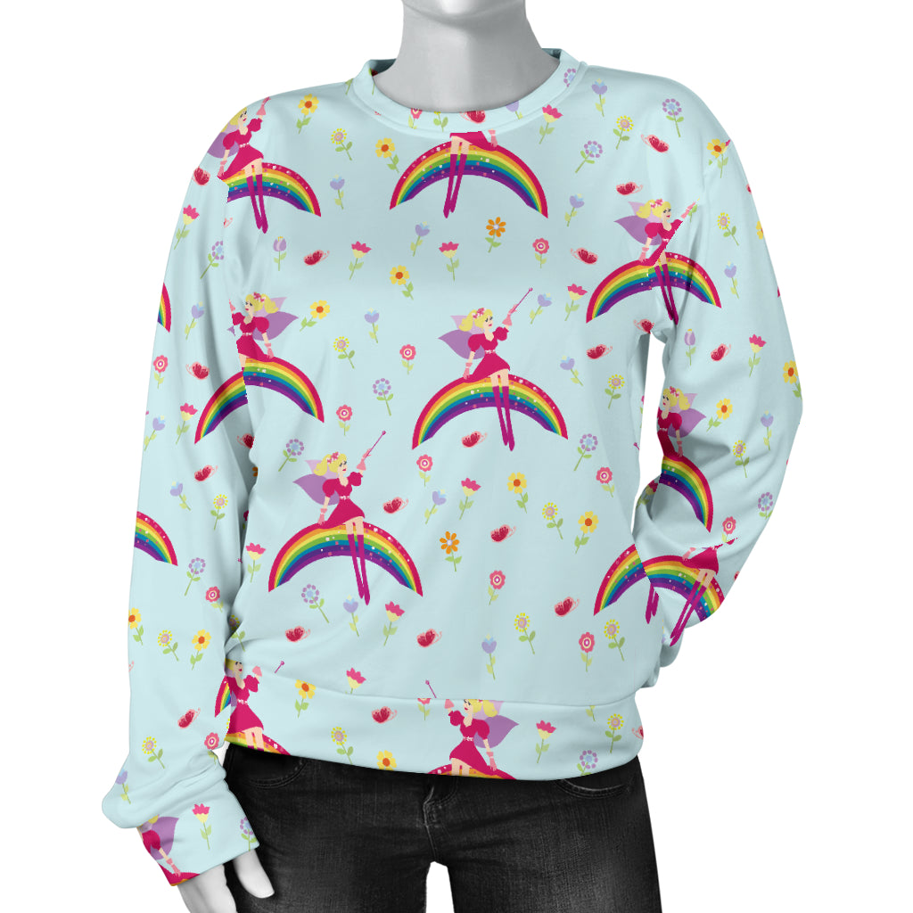 Fairy with Rainbow Print Pattern Women Long Sleeve Sweatshirt