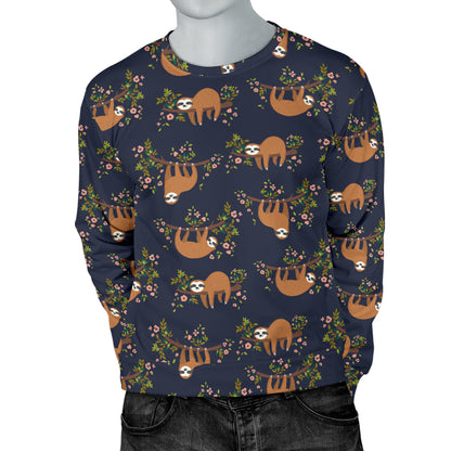 Sloth flower Design Themed Print Men Long Sleeve Sweatshirt