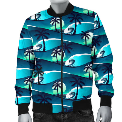 Beach Wave Design Print Men Bomber Jacket