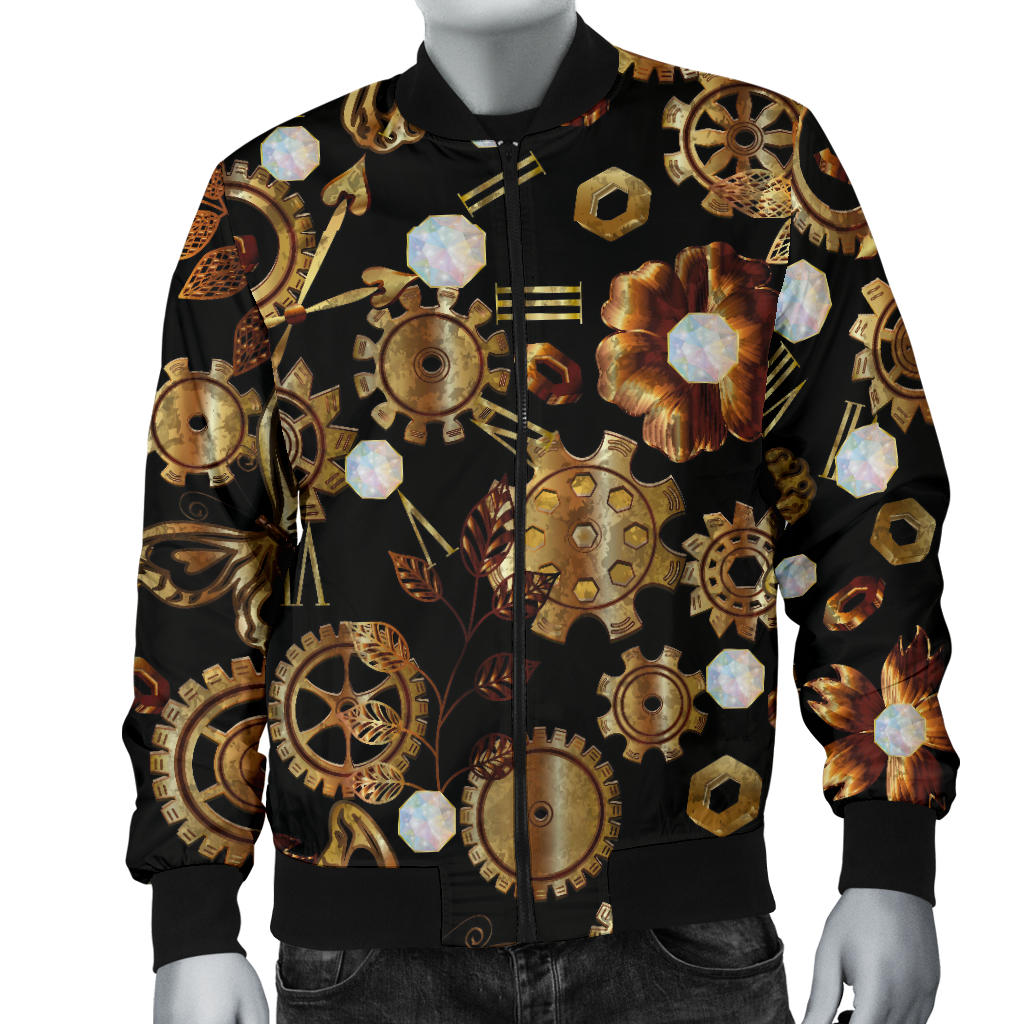 Steampunk Butterfly Design Themed Print Men Bomber Jacket