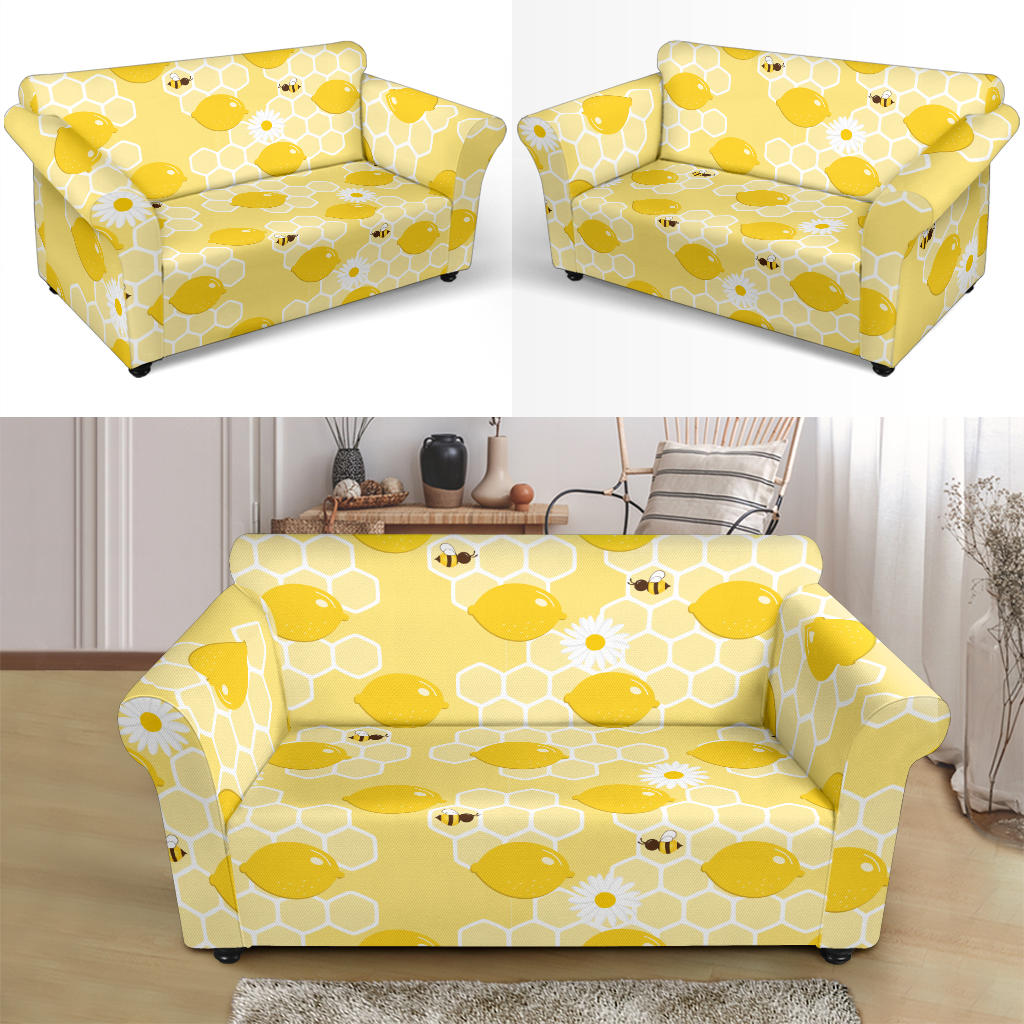 Honey Bee Honeycomb Print Design LKS3010 Loveseat Couch Slipcover
